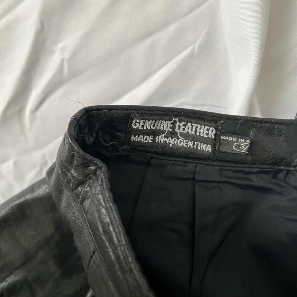 Vintage Black Leather Mini Skirt - Picture 6 of 6